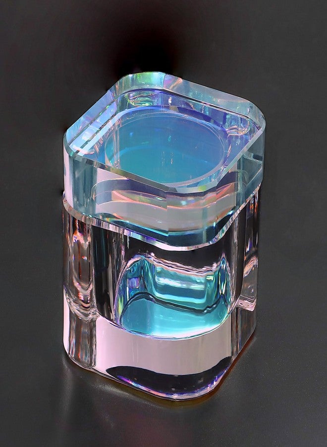 Udefineit Nails Tips Art Dappen Dish with Lid, Heavy Duty Crystal Glass Liquid Powder Dappen Monomer Cup, Dazzling Colorized Glaze Nail Art Brush Washing Container for Professional & Home Use - Image 1
