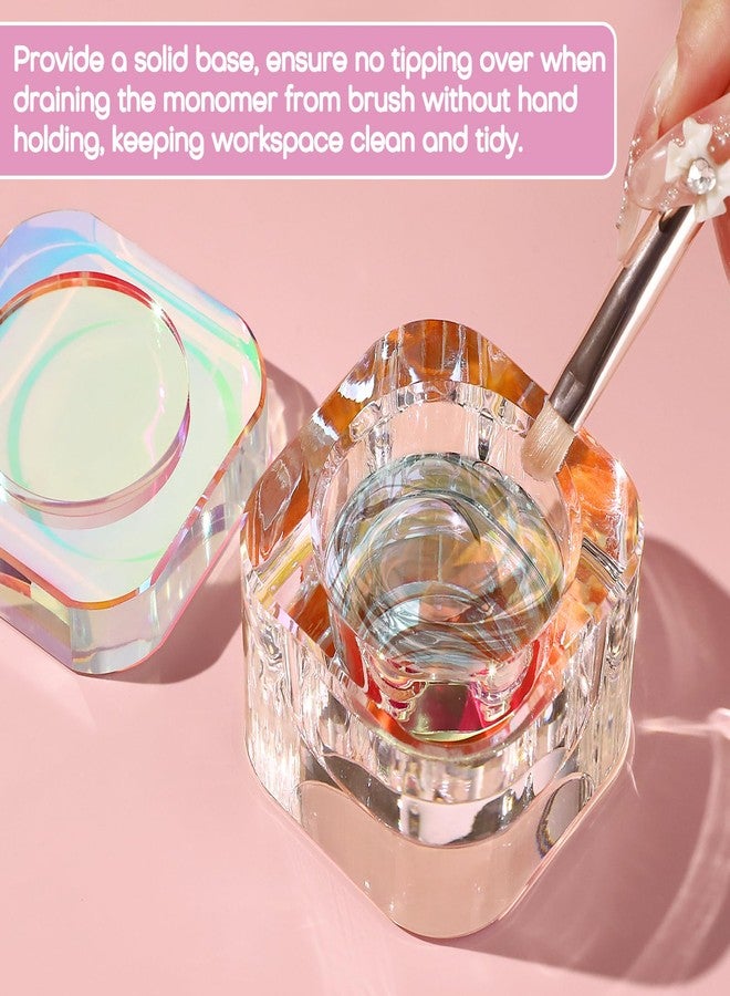 Udefineit Nails Tips Art Dappen Dish with Lid, Heavy Duty Crystal Glass Liquid Powder Dappen Monomer Cup, Dazzling Colorized Glaze Nail Art Brush Washing Container for Professional & Home Use - Image 4
