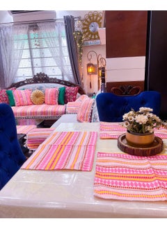 STITCHNEST STITCHNEST Aztec Yellow Woven Fabric Table Placemats Pack of 6 12 X 18 Inches  - Image 3