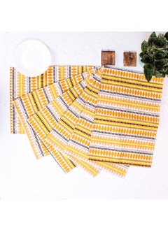 STITCHNEST STITCHNEST Aztec Yellow Woven Fabric Table Placemats Pack of 6 12 X 18 Inches  - Image 1
