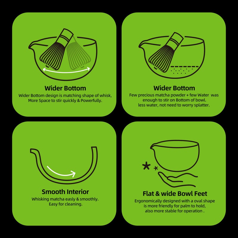 TEANAGOO 2 Pcs Matcha Bowl with Spout, Ceramic 18 OZ Matcha Bowl Set and Whisk Holder, Matcha Chawan, Grey Matcha Cup with Stand, Green Tea Mixing Bowl, Gift Set for Matcha Lover - Image 4