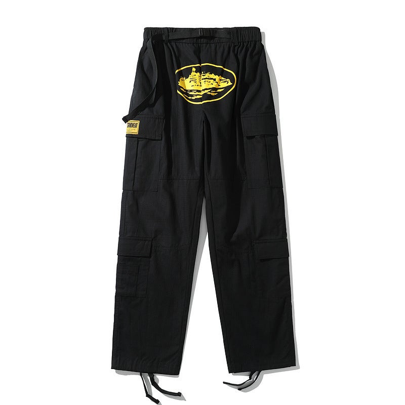 High Street Tide Brand Tooling Multi-Pocket Side Buckle Loose Ticket To Tactical Tooling Casual Pants - Image 4