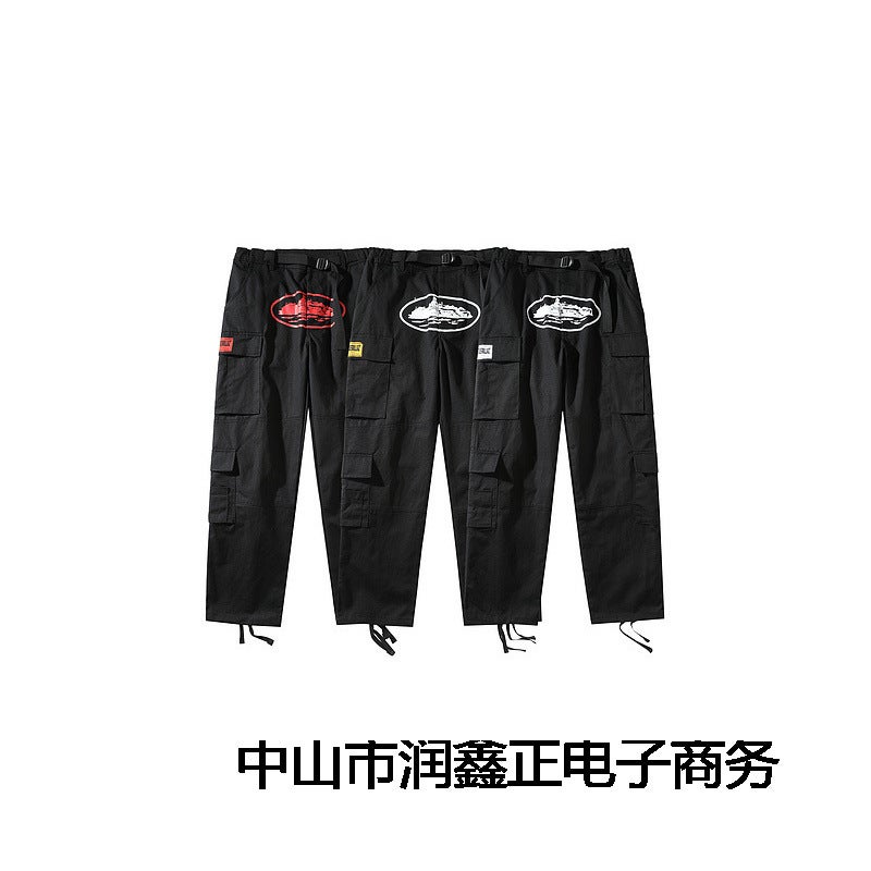 High Street Tide Brand Tooling Multi-Pocket Side Buckle Loose Ticket To Tactical Tooling Casual Pants - Image 2
