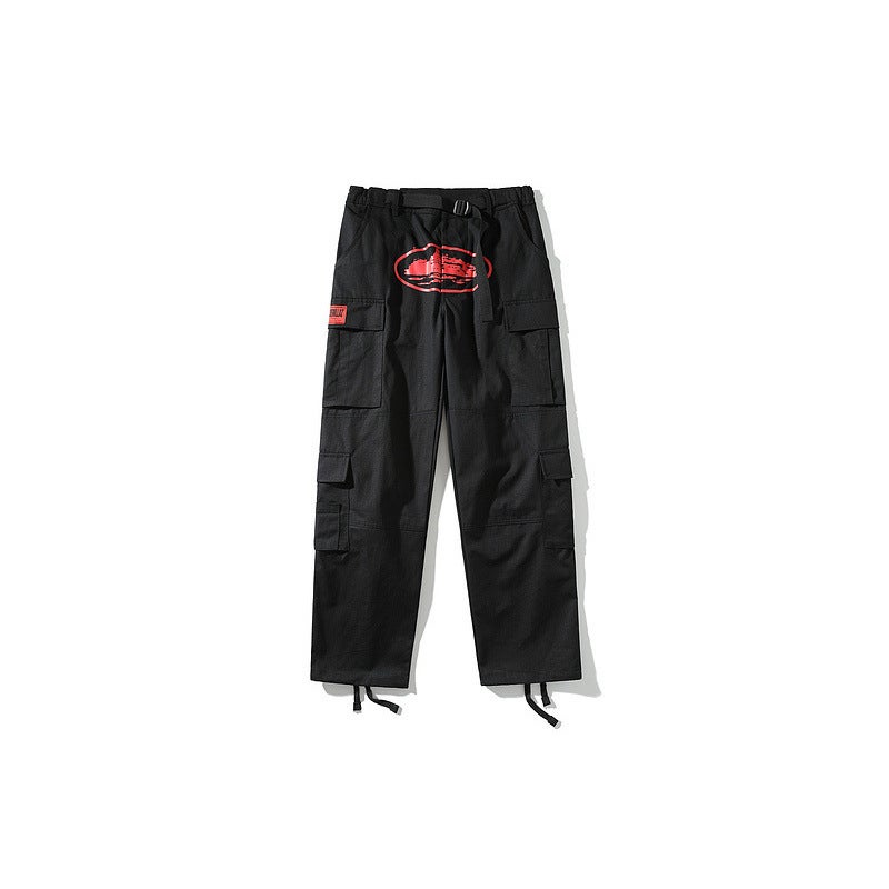 High Street Tide Brand Tooling Multi-Pocket Side Buckle Loose Ticket To Tactical Tooling Casual Pants - Image 5
