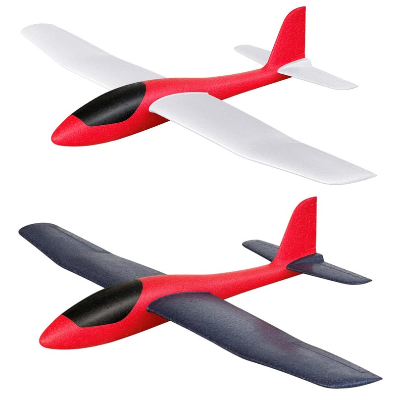 HAWK'S WORK 2 Pcs Foam Glider, 33.8" Super Large Airplane Toy Hand Throwing Plane, Outdoor Play & STEM & RC Conversion for Kids & All Age - Image 1
