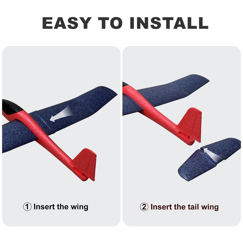 HAWK'S WORK 2 Pcs Foam Glider, 33.8" Super Large Airplane Toy Hand Throwing Plane, Outdoor Play & STEM & RC Conversion for Kids & All Age - Image 5