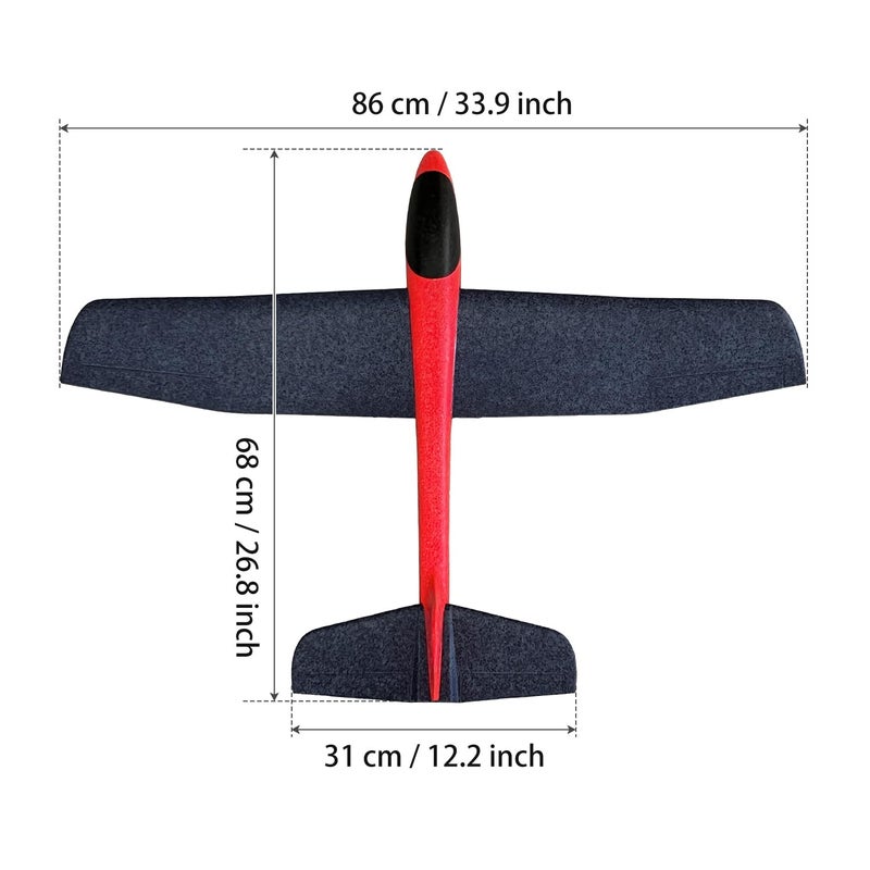 HAWK'S WORK 2 Pcs Foam Glider, 33.8" Super Large Airplane Toy Hand Throwing Plane, Outdoor Play & STEM & RC Conversion for Kids & All Age - Image 3