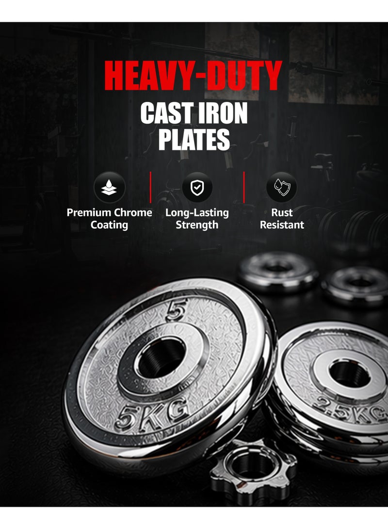 Sparnod Fitness مجموعة أوزان قابلة للتعديل من سبارنوود فيتنس SD-51 بوزن 50 كجم مع حقيبة نقل بعجلات - 2 في 1 لوحات وزن فولاذية صلبة لصالة الألعاب الرياضية المنزلية، تدريب القوة وكمال الأجسام - Image 5