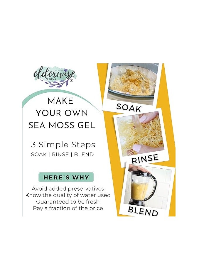 Elderwise Organics Made With Love Sea Moss | Makes 20oz of Gel | WILDCRAFTED | Raw + Non GMO | Sundried | Mineral Rich | Golden - Image 4