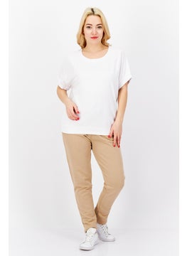 Women Round Neck Short Sleeves Plain T-Shirt, White - pzsku/Z97BB95EA3F8400A7B770Z/45/_/1737642415/d1668b24-e783-4d18-9720-a548c7598a46