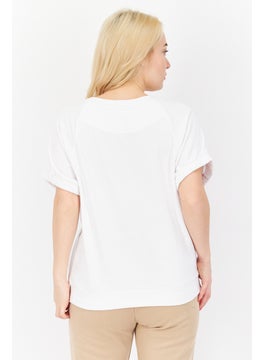 Women Round Neck Short Sleeves Plain T-Shirt, White - pzsku/Z97BB95EA3F8400A7B770Z/45/_/1737642418/e1254dd7-43b5-4e37-b6fe-94f8b6b3c9af