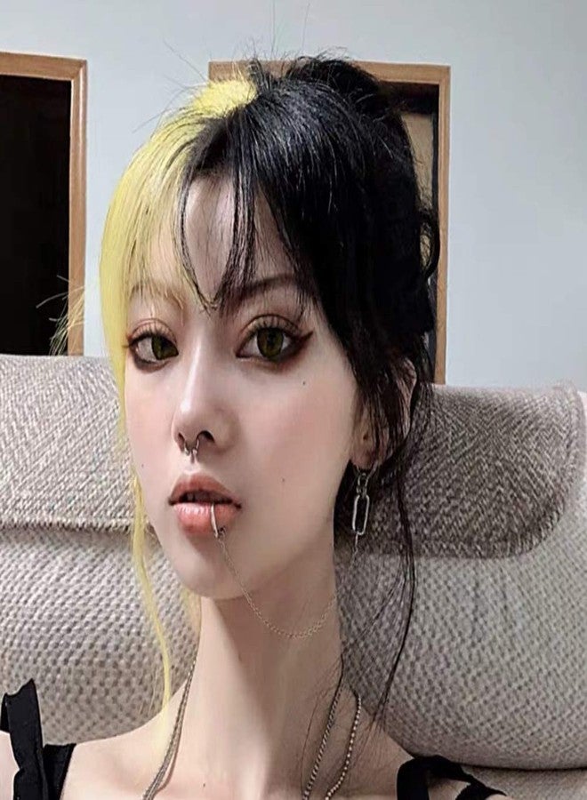 OIDIMS Punk Long Chain Small Huggie Hoop Earrings with Non Piercing Lips Nose Ring Cuff Clip On Dangle Tassel Drop Personality Gothic Dainty Stainless Steel Hypoallergenic for Women Men Fashion Jewelry Gifts - Image 2