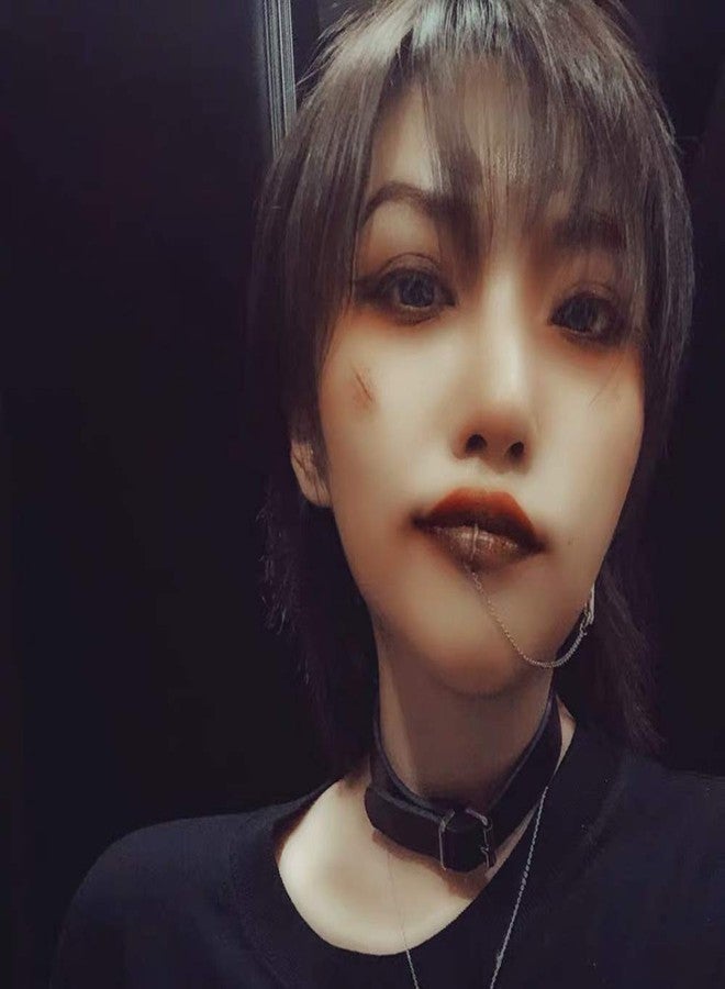 OIDIMS Punk Long Chain Small Huggie Hoop Earrings with Non Piercing Lips Nose Ring Cuff Clip On Dangle Tassel Drop Personality Gothic Dainty Stainless Steel Hypoallergenic for Women Men Fashion Jewelry Gifts - Image 5