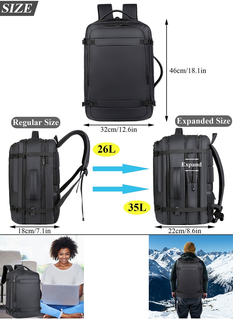 Qiccijoo Travel Laptop Backpack 35L Flight Approved Carry On Backpack for Men Women Expandable Large Luggage Backpack 17 Inch Waterproof Work Backpack Business Weekender Overnight Backpack(Black) - pzsku/Z97BB9B2BACBE9B22305DZ/45/_/1723103803/b0c19c0e-0563-4deb-9c22-50635939b10c