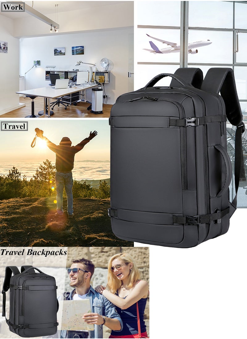 Qiccijoo Travel Laptop Backpack 35L Flight Approved Carry On Backpack for Men Women Expandable Large Luggage Backpack 17 Inch Waterproof Work Backpack Business Weekender Overnight Backpack(Black) - pzsku/Z97BB9B2BACBE9B22305DZ/45/_/1723104110/8c0fa78c-10b4-4ac8-b844-b48ad2248442