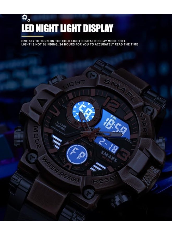 SMAEL Men's Watches Sports Outdoor Waterproof Military Watch Date Multifunction Tactics LED Face Alarm Stopwatch for Men SM-8110 - Image 2