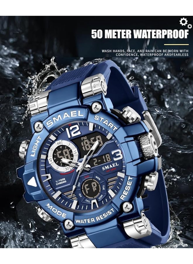 SMAEL Men's Watches Sports Outdoor Waterproof Military Watch Date Multifunction Tactics LED Face Alarm Stopwatch for Men SM-8110 - Image 4