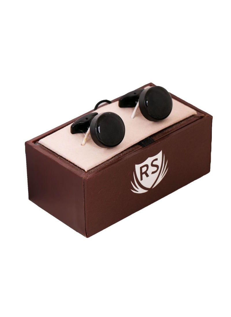 RS - Round Black Cufflink - Image 1