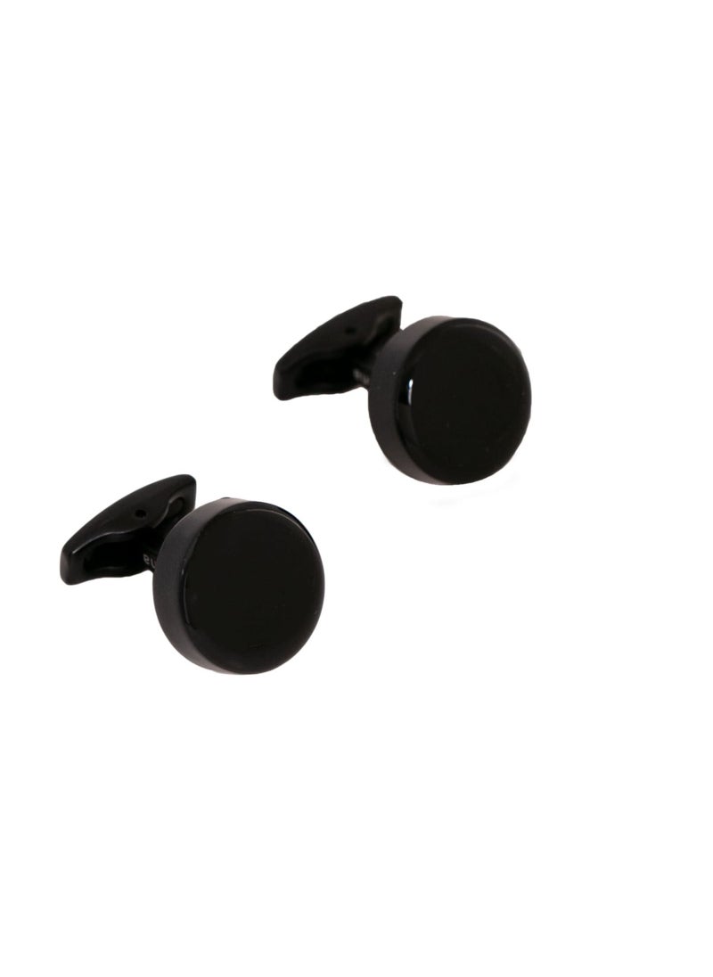 RS - Round Black Cufflink - Image 1
