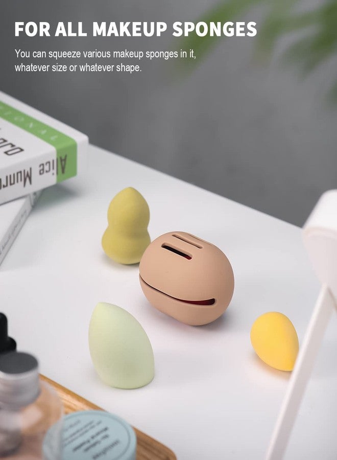 ETTA Makeup Sponge Holder - Makeup Sponge Holder Case Shatterproof Eco-Friendly Silicone Beauty Make Up Blender Case for Travel Beauty Blender Holder - Khaki (Beige) - Image 2
