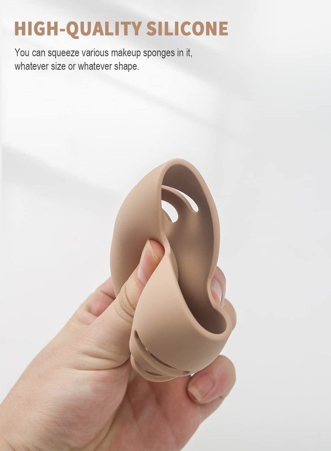 ETTA Makeup Sponge Holder - Makeup Sponge Holder Case Shatterproof Eco-Friendly Silicone Beauty Make Up Blender Case for Travel Beauty Blender Holder - Khaki (Beige) - Image 4