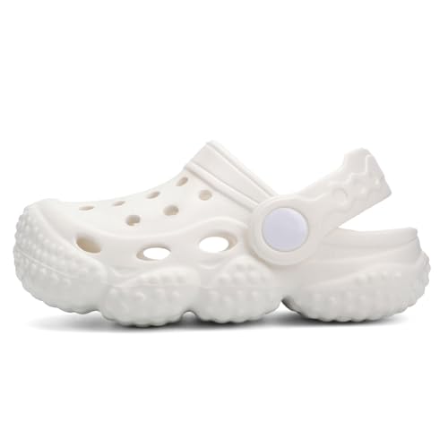 INMINPIN Baby Clogs Garden Shoes Newborn Infant Lightweight Breathable Beach Pool Sandals Non-Slip Baby Boys Girls Water Shower Summer Shoes Splay Naturally, White, 3-3.5 Years Toddler - Image 2