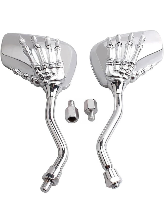 Generic Geometric Design Rearview Mirrors for Motorcycles & Scooters - Universal 8mm/10mm Fit with Adapter Bolts  - Image 2