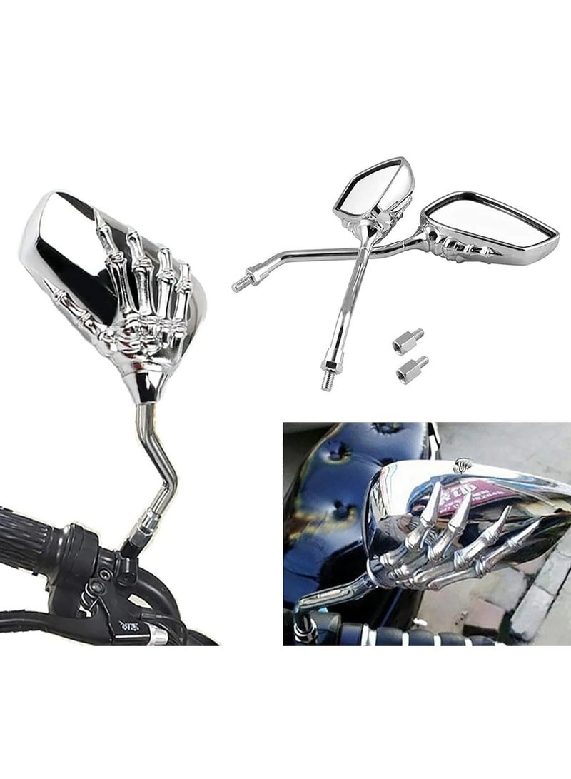 Generic Geometric Design Rearview Mirrors for Motorcycles & Scooters - Universal 8mm/10mm Fit with Adapter Bolts  - Image 1