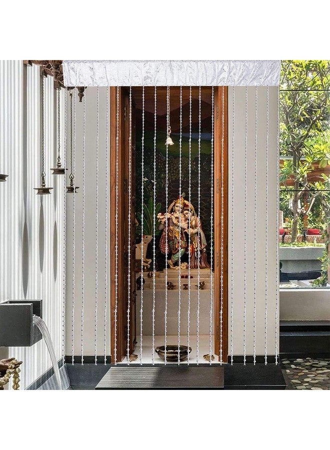 Kuber Industries Plastic Strings Bead Fancy Sparkling Door Window String Beads Thread Sheer Shear Rod Room Hanging Solid Curtain (7 x 4 ft, Silver) - CTKTC045875, Rod Pocket Curtains - Image 2