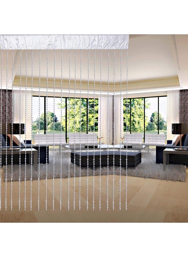 Kuber Industries Plastic Strings Bead Fancy Sparkling Door Window String Beads Thread Sheer Shear Rod Room Hanging Solid Curtain (7 x 4 ft, Silver) - CTKTC045875, Rod Pocket Curtains - Image 3