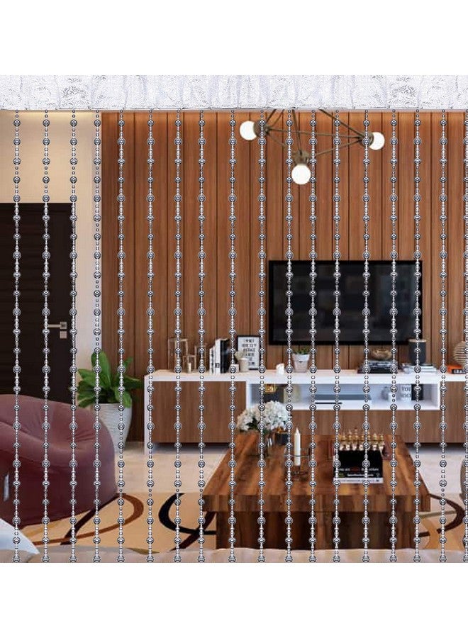 Kuber Industries Plastic Strings Bead Fancy Sparkling Door Window String Beads Thread Sheer Shear Rod Room Hanging Solid Curtain (7 x 4 ft, Silver) - CTKTC045875, Rod Pocket Curtains - Image 1