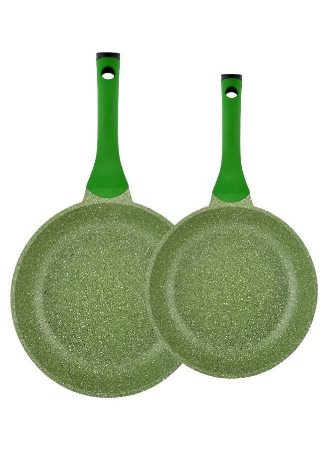 Prestige - Prestige Essentials Granite Non Stick Set Combo | 24cm + 28CM Fry Pan Set | Induction Cookware Set 2 Pieces Green - Image 1