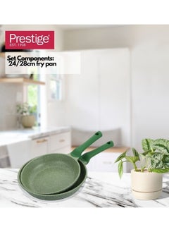 Prestige مجموعة بريستيج إيسنشيالز غير لاصقة من الجرانيت | مجموعة مقلاة 24 سم + 28 سم | مجموعة أواني طهي للحث 2 قطعة باللون الأخضر  - Image 5