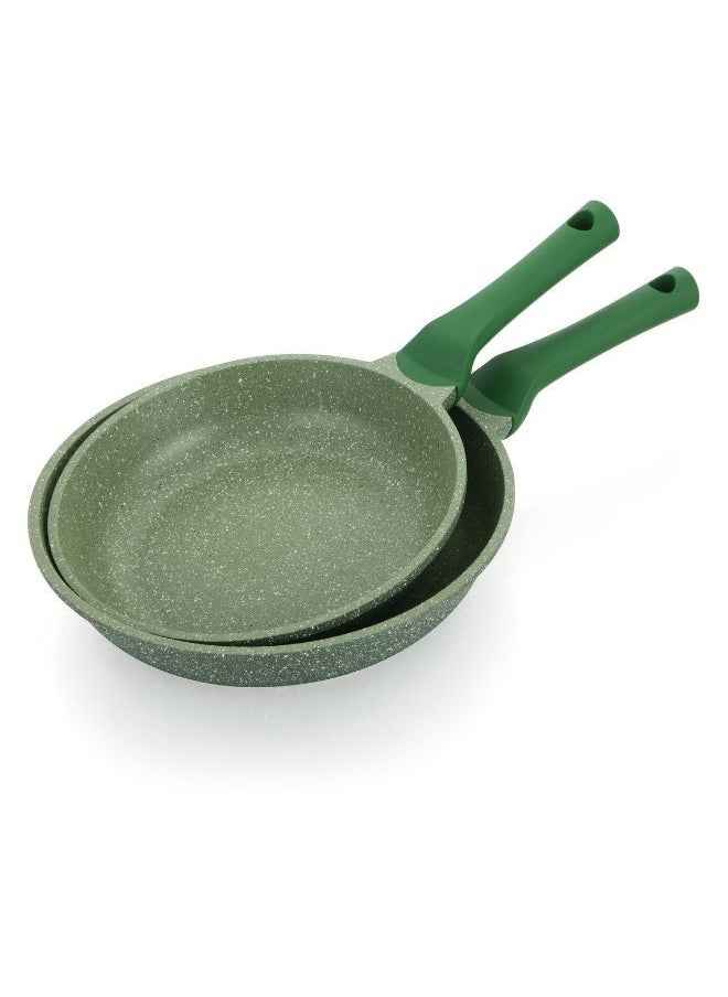 Prestige - Prestige Essentials Granite Non Stick Set Combo | 24cm + 28CM Fry Pan Set | Induction Cookware Set 2 Pieces Green - Image 1