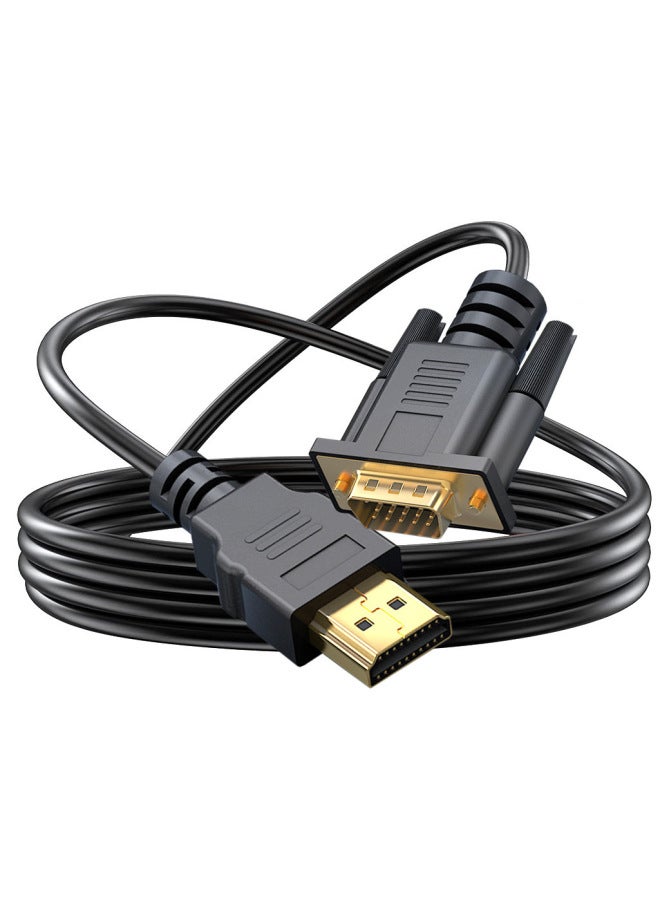 HDMI To VGA Cable 1.8 M VGA Converter HD Notebook Projector With Audio HDMI TO VGA-Color:Black 1.8m  - Image 1