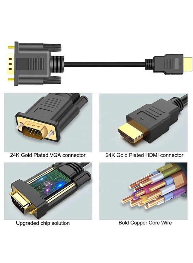 HDMI To VGA Cable 1.8 M VGA Converter HD Notebook Projector With Audio HDMI TO VGA-Color:Black 1.8m  - Image 3