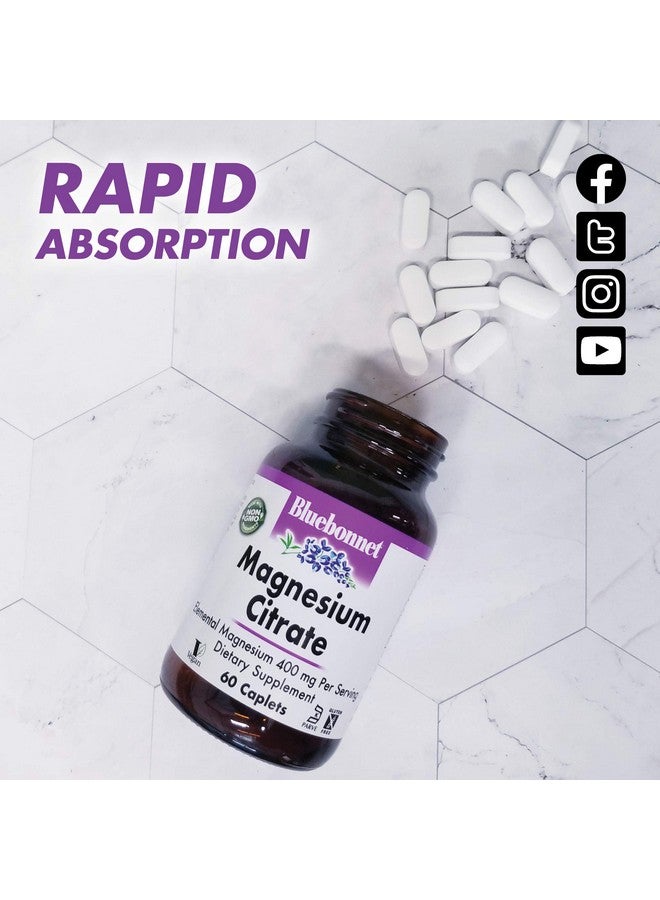 Bluebonnet Nutrition Magnesium Citrate (400Mg Of Magnesium) Maximum Absorption Supports Immune Health & Energy Production Soyfree Glutenfree Nongmo Kosher Dairy Free Vegan 60 Caplets - Image 5