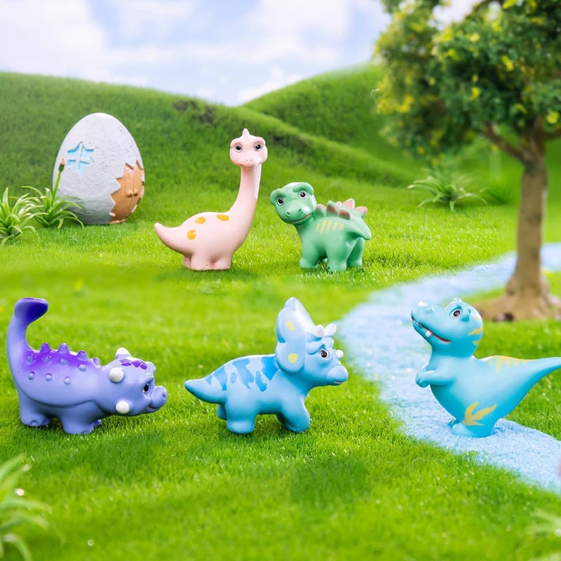 MAOMIA 5 Pcs Lovely Dinosaur Figure Animal Toys Set Cake Topper, Micro Landscape Decor Fairy Garden Miniature Dinosaur Figurines Collection Playset for Christmas Birthday Gift Desk Decoration - Image 3