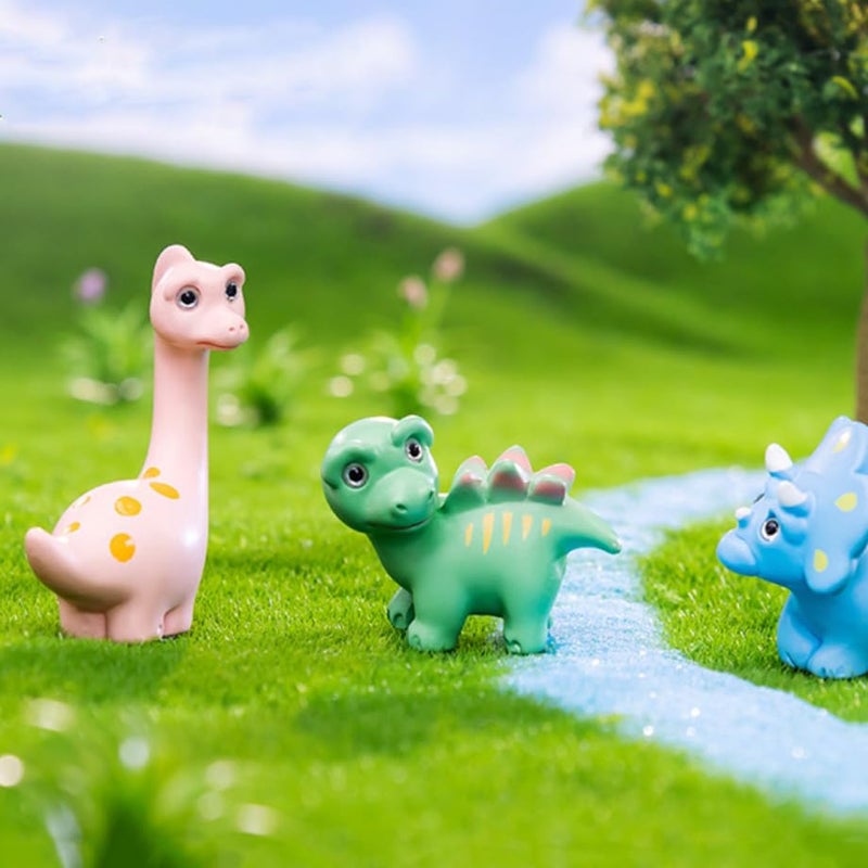 MAOMIA 5 Pcs Lovely Dinosaur Figure Animal Toys Set Cake Topper, Micro Landscape Decor Fairy Garden Miniature Dinosaur Figurines Collection Playset for Christmas Birthday Gift Desk Decoration - Image 4