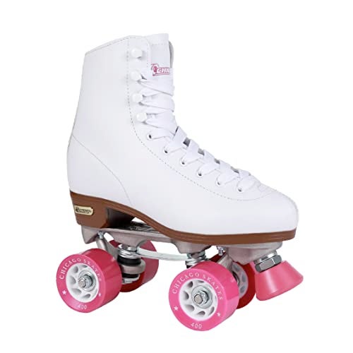 زلاجات شيكاغو النسائية الكلاسيكية ذات الأربعة عجلات البيضاء المميزة