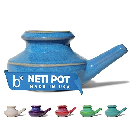 Baraka Handcrafted Ceramic Neti Pot - Sinus Tool For Home - Nose & Nasal Cleaner - Dishwasher Safe - Durable Neti Pot - Food Grade Ceramic Glazes - Lightweight - Made In Usa - 10Oz (Blue) - Image 2