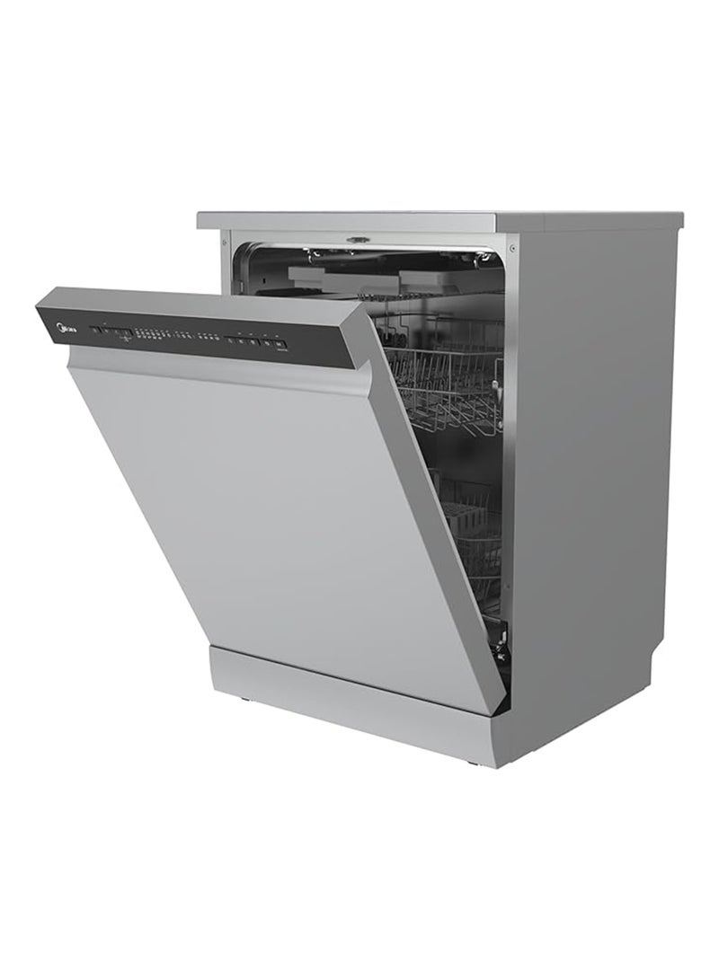 Midea Freestanding Dishwasher 14 Place Settings, 8 Programs, Fully Automatic With Anti-bacterial Filter, Auto Open Drying Technology, Extra Hygiene & Eco Program, 3 Drawers WQP14-W5233C(S)-GCC Silver - Image 2