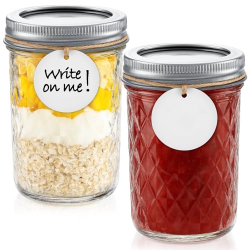Tecohouse 2 Pack 8 oz Mason Jars with Lids, Regular Mouth Leak-Proof Airtight Lids, Glass Canning Jars for Food Storage, Overnight Oats, Pickling & Preserving - Image 1