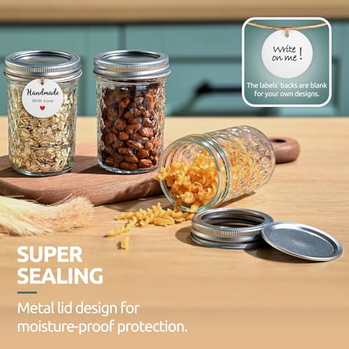 Tecohouse 2 Pack 8 oz Mason Jars with Lids, Regular Mouth Leak-Proof Airtight Lids, Glass Canning Jars for Food Storage, Overnight Oats, Pickling & Preserving - Image 4