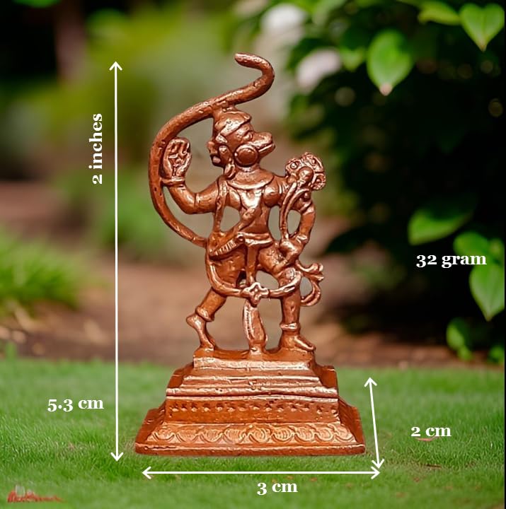 SEARCHERS PARADISE SEARCHERS PARADISE Copper Idols India 21 inches Handmade Little Hanuman 36Grams Patina Antique Finish Pack of 1 Piece - Image 2