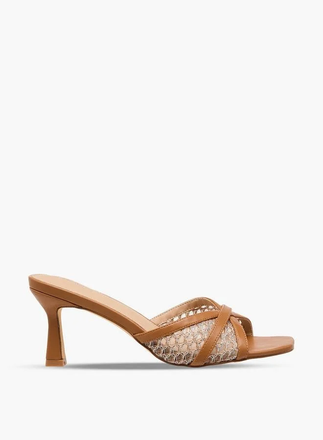 Flora Bella Solid Cross Strap Slip-On Sandals With Flared Heels