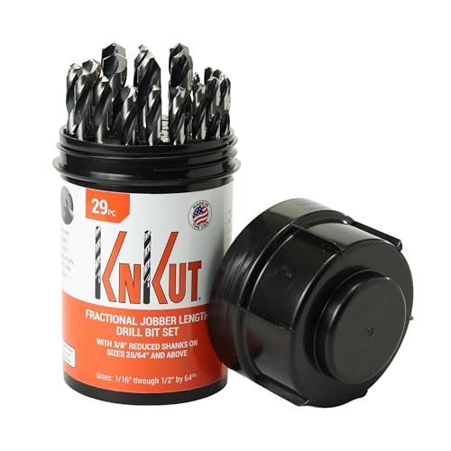 KnKut 29 Piece Drill Buddy Jobber Length Drill Bit Set with 3/8" Reduced Shank - Image 1