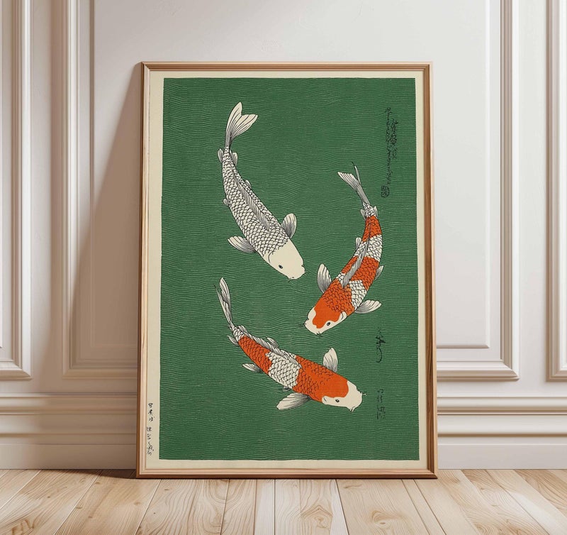 TNESSENTIAL Japanese Koi Fish Art Print, Minimalist Zen Decor - Image 1