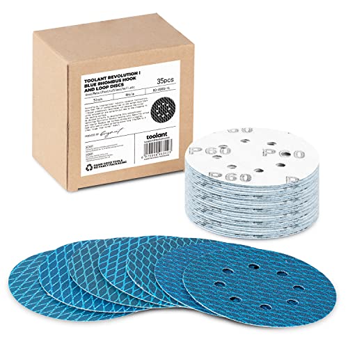 toolant Diamond Shape 5 Inch 120 Grit Sanding Disc, Revolutionary Patent 8 Hole Hook and Loop Sanding Discs for Random Disc Sanders & Orbital Sanders (50Pack) by toolant - Image 1