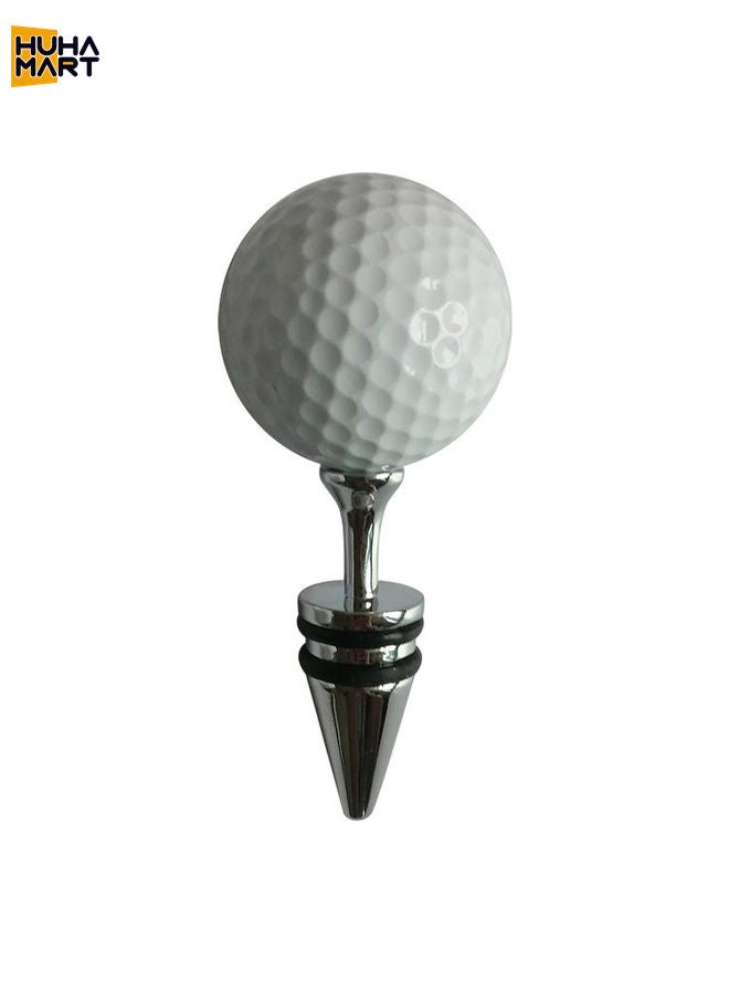HuHa Mart Golf + Tee Shape Red Wine Bottle Stopper, Size: 10 x 4.2cm (Silver) - Image 2